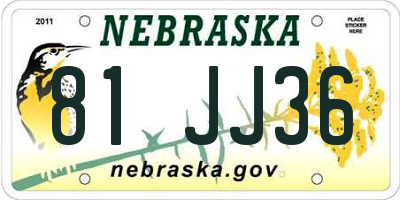 NE license plate 81JJ36