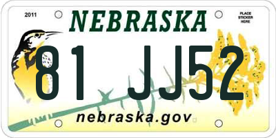 NE license plate 81JJ52