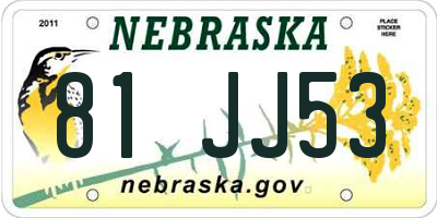 NE license plate 81JJ53
