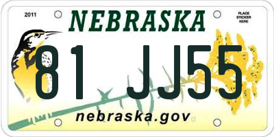 NE license plate 81JJ55