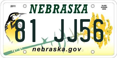NE license plate 81JJ56
