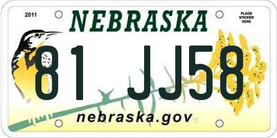 NE license plate 81JJ58