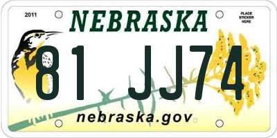 NE license plate 81JJ74