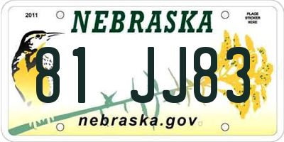 NE license plate 81JJ83