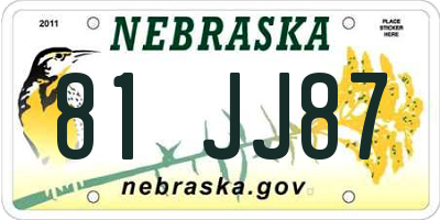 NE license plate 81JJ87