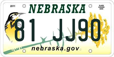 NE license plate 81JJ90