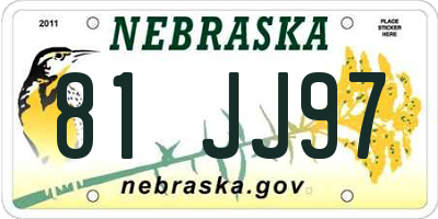 NE license plate 81JJ97