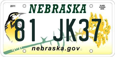 NE license plate 81JK37