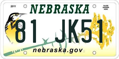 NE license plate 81JK51