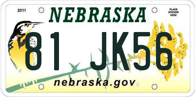 NE license plate 81JK56
