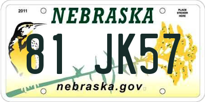 NE license plate 81JK57