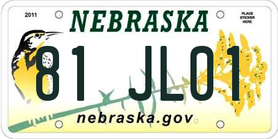 NE license plate 81JL01