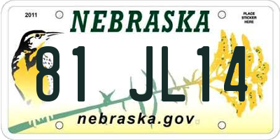 NE license plate 81JL14