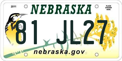 NE license plate 81JL27