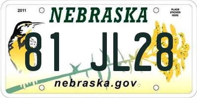 NE license plate 81JL28