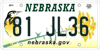 NE license plate 81JL36