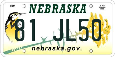 NE license plate 81JL50
