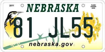 NE license plate 81JL55