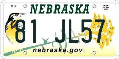 NE license plate 81JL57