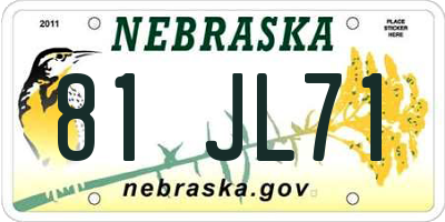 NE license plate 81JL71