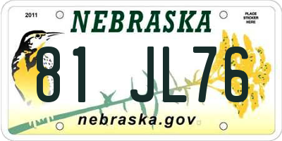 NE license plate 81JL76