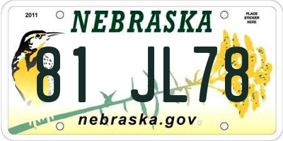 NE license plate 81JL78