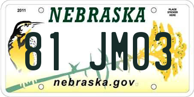 NE license plate 81JM03