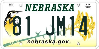 NE license plate 81JM14