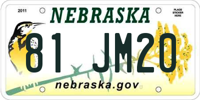 NE license plate 81JM20