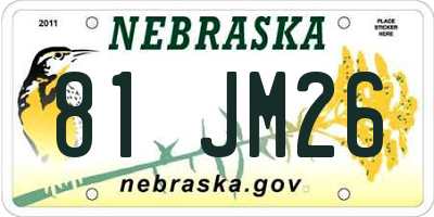 NE license plate 81JM26
