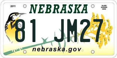 NE license plate 81JM27