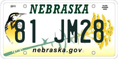 NE license plate 81JM28