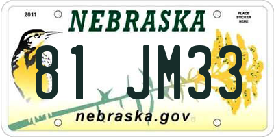NE license plate 81JM33