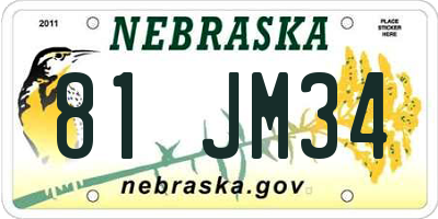 NE license plate 81JM34