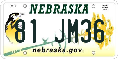 NE license plate 81JM36