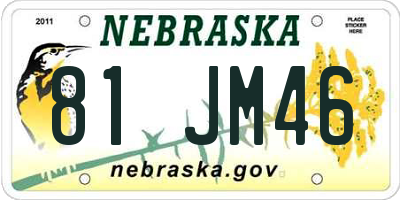 NE license plate 81JM46
