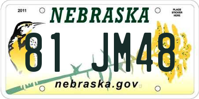 NE license plate 81JM48