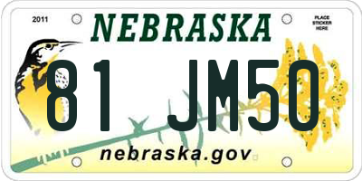 NE license plate 81JM50
