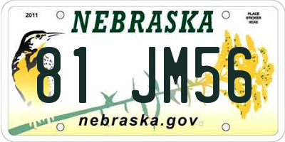 NE license plate 81JM56