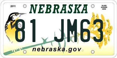 NE license plate 81JM63