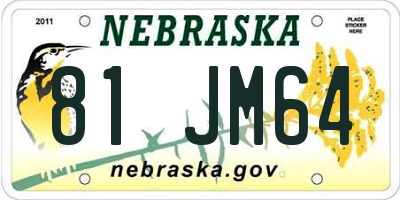 NE license plate 81JM64