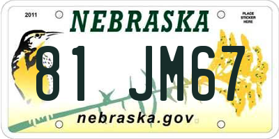 NE license plate 81JM67