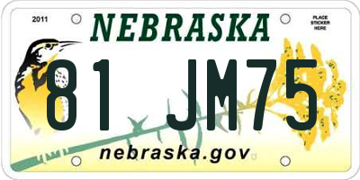 NE license plate 81JM75
