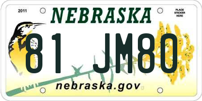 NE license plate 81JM80