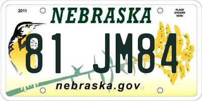 NE license plate 81JM84