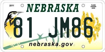 NE license plate 81JM86