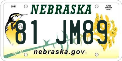 NE license plate 81JM89