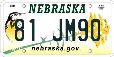 NE license plate 81JM90