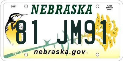 NE license plate 81JM91