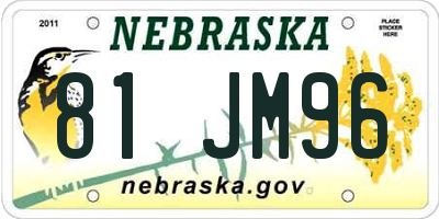 NE license plate 81JM96